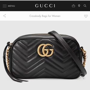 GUCCI GG MARMONT SMALL MATELASSE SHOULDER BAG BLACK / GOLD